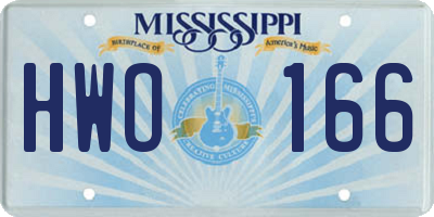 MS license plate HWO166