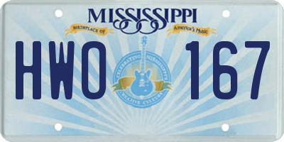 MS license plate HWO167