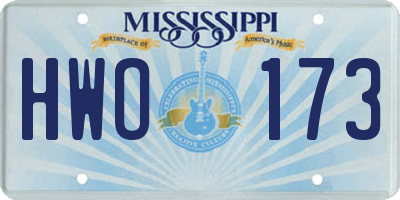 MS license plate HWO173