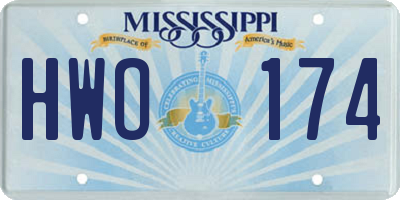 MS license plate HWO174