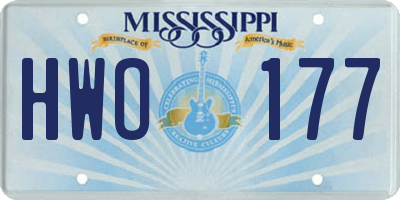 MS license plate HWO177