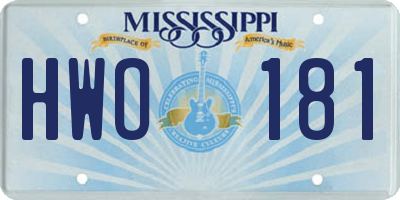 MS license plate HWO181