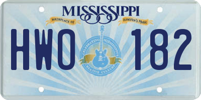 MS license plate HWO182