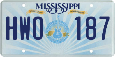 MS license plate HWO187