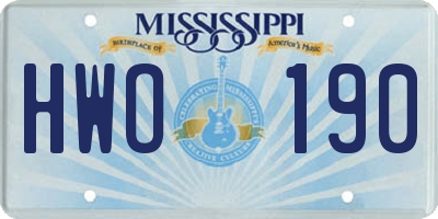 MS license plate HWO190