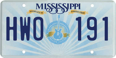 MS license plate HWO191