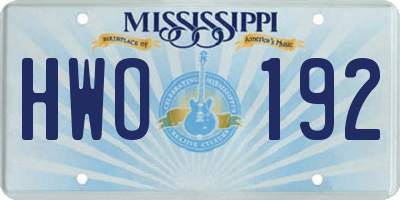 MS license plate HWO192