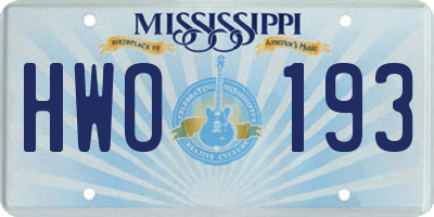 MS license plate HWO193