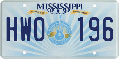 MS license plate HWO196