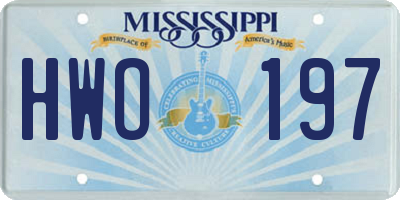 MS license plate HWO197