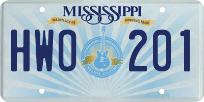 MS license plate HWO201