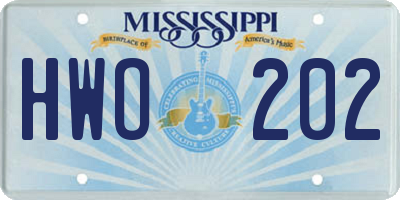 MS license plate HWO202