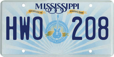 MS license plate HWO208