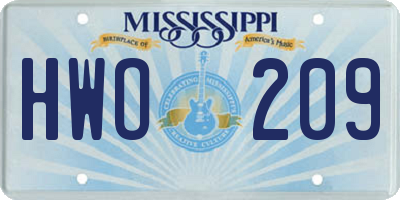 MS license plate HWO209