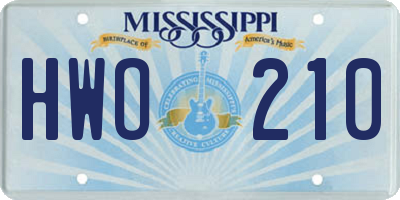 MS license plate HWO210