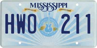 MS license plate HWO211