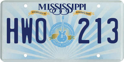 MS license plate HWO213