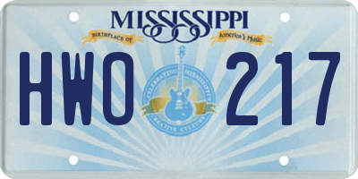 MS license plate HWO217