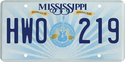 MS license plate HWO219
