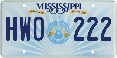 MS license plate HWO222