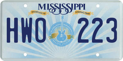 MS license plate HWO223
