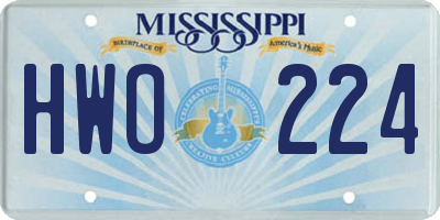 MS license plate HWO224