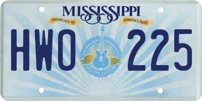 MS license plate HWO225