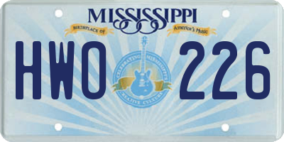 MS license plate HWO226