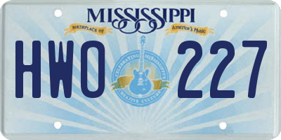 MS license plate HWO227