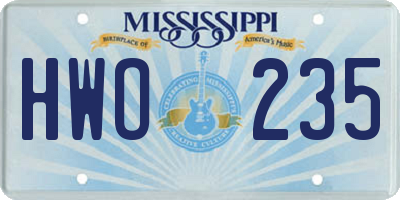 MS license plate HWO235