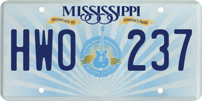 MS license plate HWO237