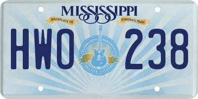 MS license plate HWO238