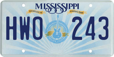 MS license plate HWO243