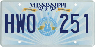 MS license plate HWO251