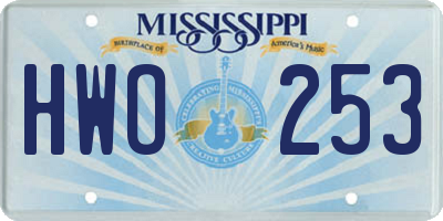 MS license plate HWO253