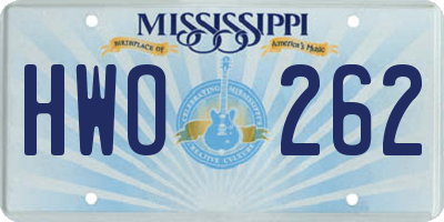 MS license plate HWO262