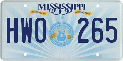 MS license plate HWO265