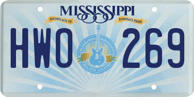 MS license plate HWO269