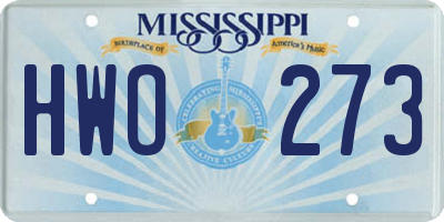 MS license plate HWO273