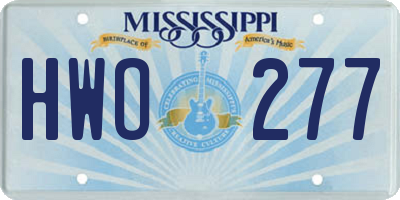 MS license plate HWO277