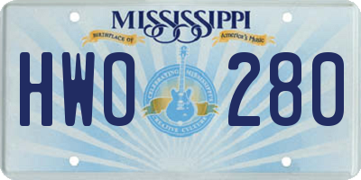 MS license plate HWO280