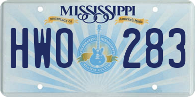 MS license plate HWO283