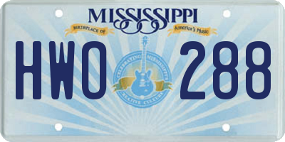 MS license plate HWO288