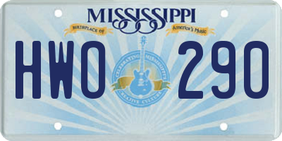 MS license plate HWO290