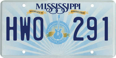 MS license plate HWO291
