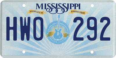 MS license plate HWO292