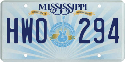 MS license plate HWO294
