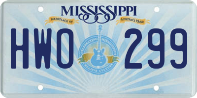 MS license plate HWO299