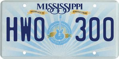 MS license plate HWO300