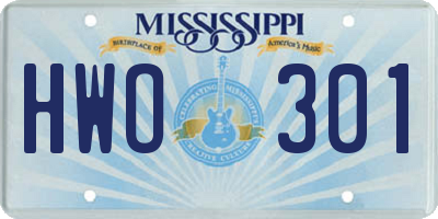 MS license plate HWO301
